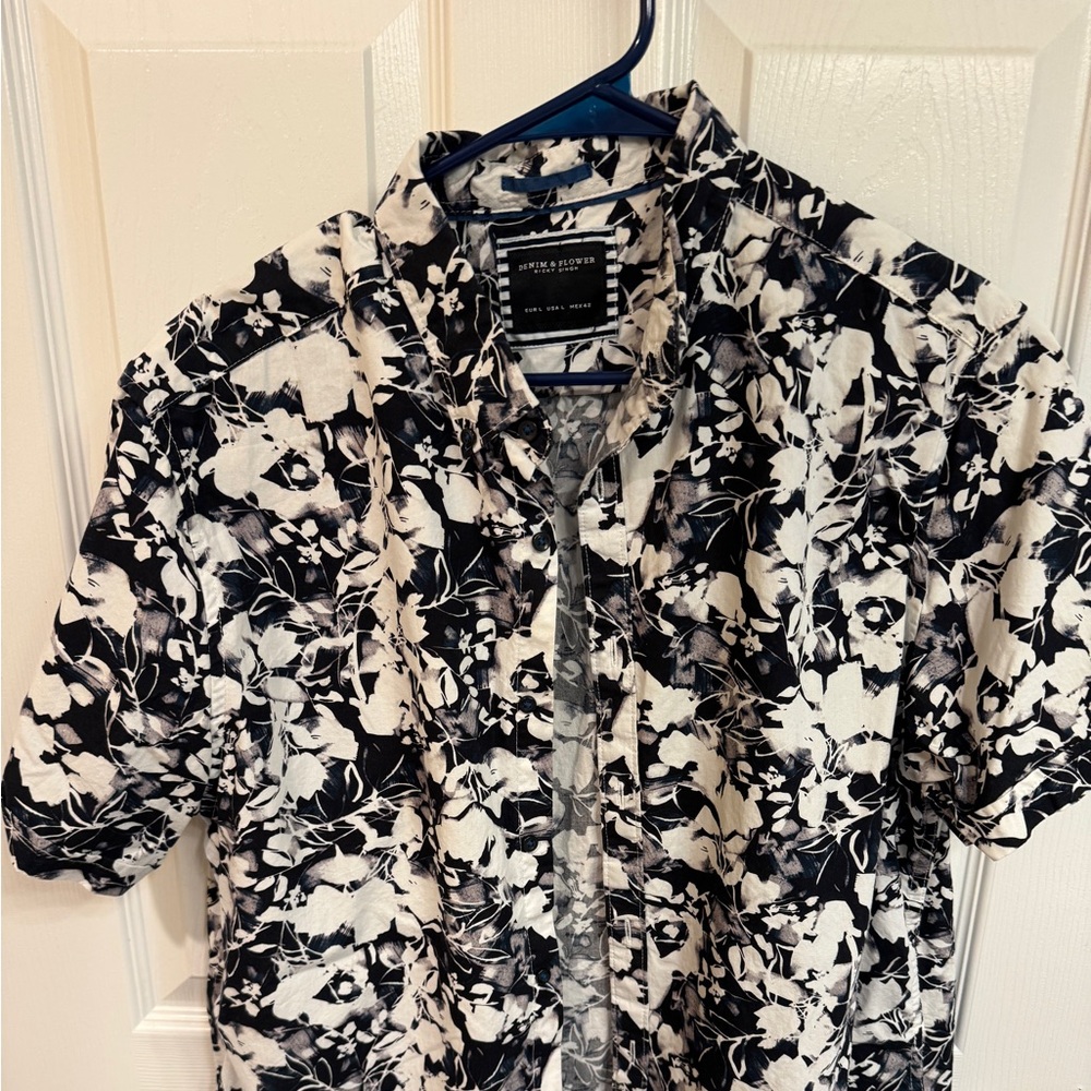 Denim & Flower Black and White Lightweight Shirt